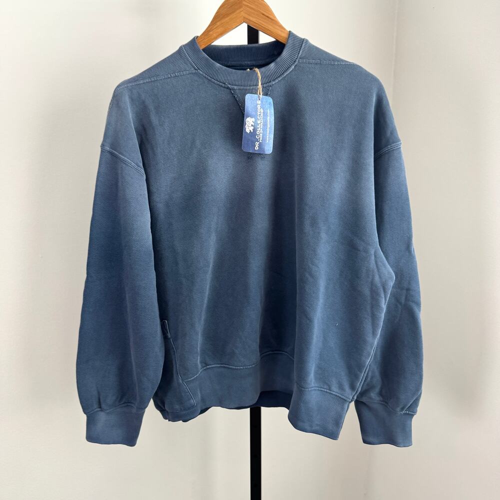 Dr. Collector's Relax French Terry Sunfaded Navy Blue Sweatshirt Small NEW Crew